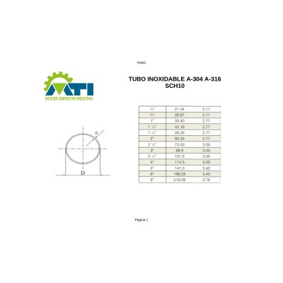 Tubo SCH-10 Inoxidable | Alta Resistencia y Durabilidad |MTI
