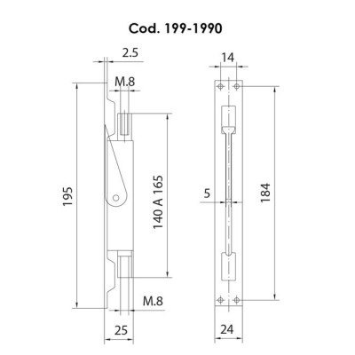 Imagen de dibujo técnico de Pasador Inox para embutir