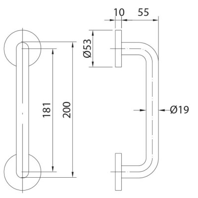 Imagen de dibujo técnico de Asa tirador de acero inoxidable