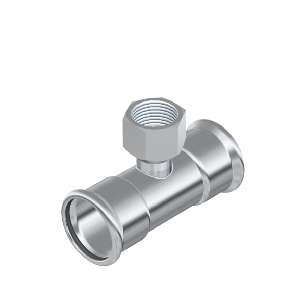 Te Hembra con Salida Central Rosca Hembra Inoxidable / Presfitting