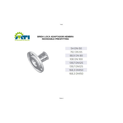 Brida Loca Adaptador Hembra Inoxidable / Presfitting Brida Loca Adaptador Hembra Inoxidable / Presfitting