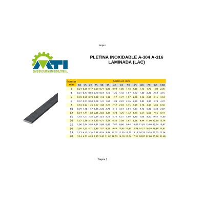 Pletina Inoxidable | Alta Calidad y Resistencia a la Corrosión Pletina Inoxidable | Alta Calidad y Resistencia a la Corrosión